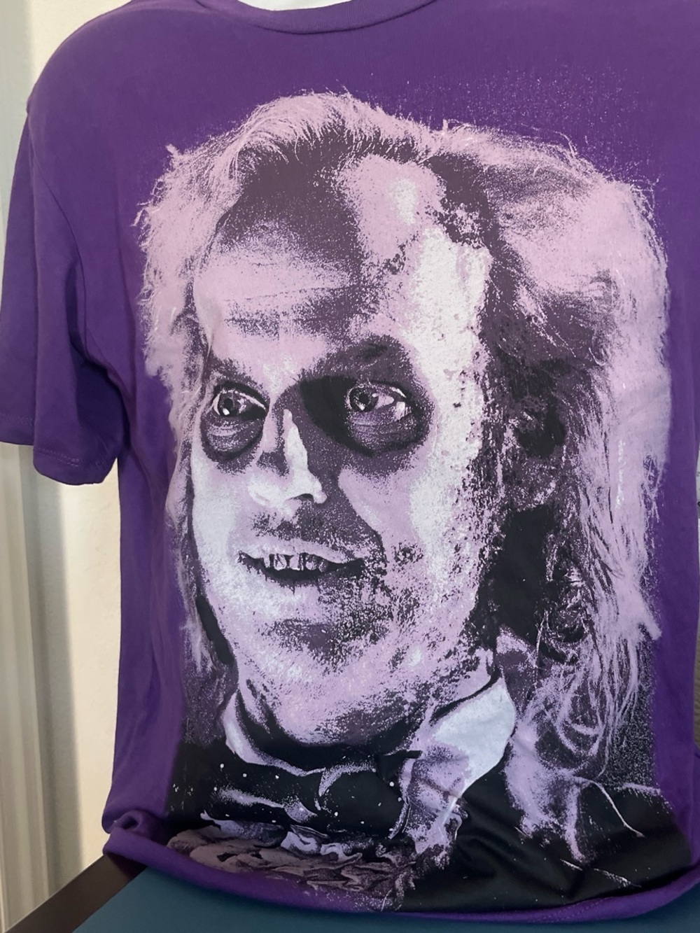 Men Purple Graphic Men’s T-Shirt with Vintage Horror Portrait